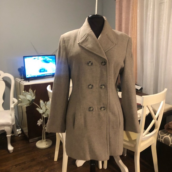 Designer Secret Garden Pea Coat, Sz 8, Gray, Cashmere Blend, Lined Double-Breast - Picture 2 of 12
